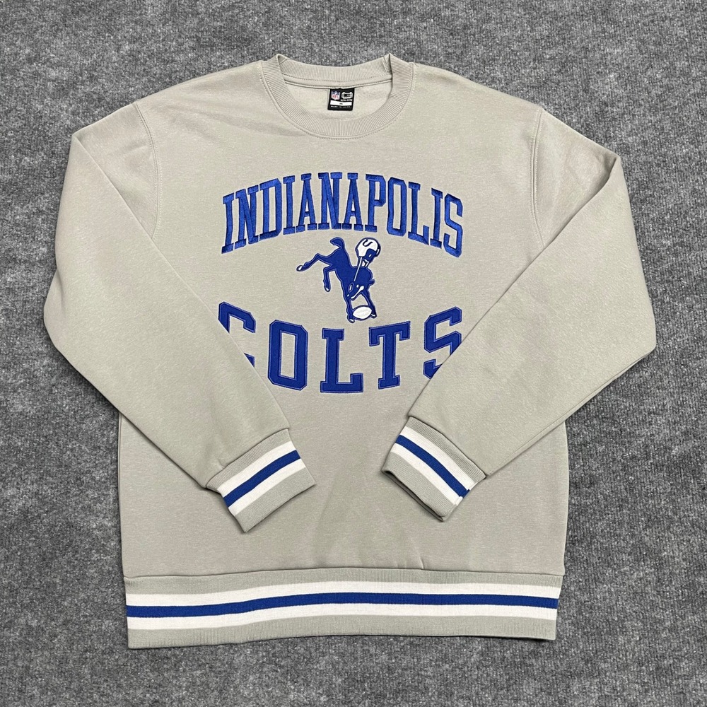Indianapolis Colts Sweatshirt Men Medium Tan Embroidered NFL Football Ultra Game